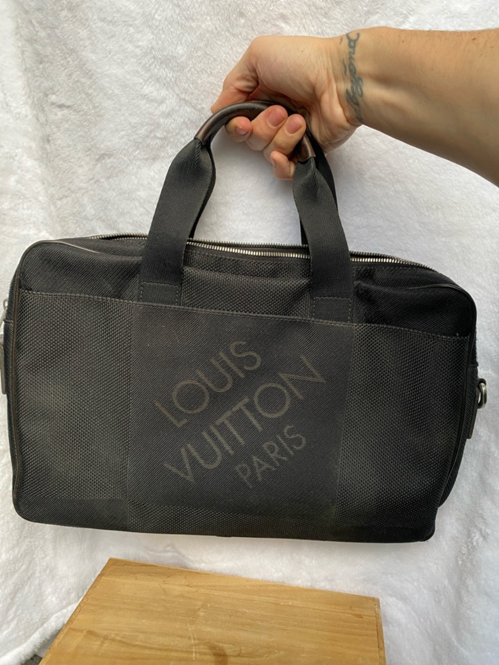 Louis Vuitton Black Canvas Briefcase with Top Handles